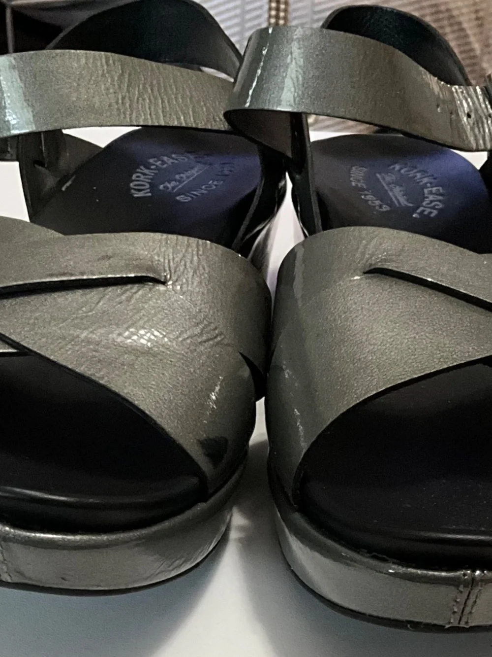 Grey Pattened Kork-Ease Sandals Size 9